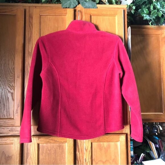 LL Bean Women’s Vintage 1/4 Snap Fleece Pullover Sweater Pockets Pop of Red - S - Picture 10 of 12